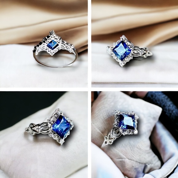 Sapphire stone silver plated ring size 8 ~brand new~ makes a great gift! pretty - Picture 2 of 4